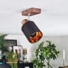 Fallhagen Lampa sufitowa, Spot sufitowy Chrom, Ciemne drewno, 1-punktowy