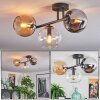 Koyoto lampa sufitowa, kula świetlna bursztynowy, chrom, przezroczysty, przydymiony, 3-punktowe