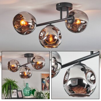 Ripoll lampa sufitowa, kula świetlna chrom, przydymiony, 3-punktowe