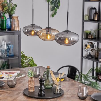 Mertola Lampa wisząca, Lampa wisząca W kolorze bursztynu, Przydymiony, 3-punktowe