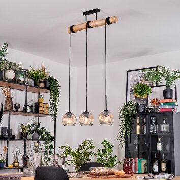 Ripoll lampa wisząca, kula świetlna, lampa wisząca kolory naturalne, czarny, 3-punktowe