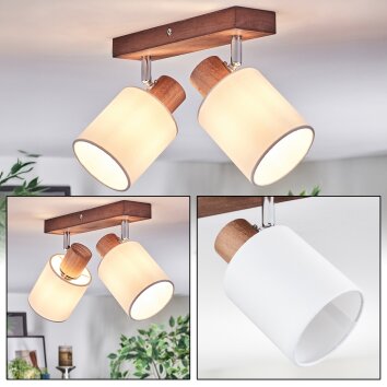 Fallhagen Lampa sufitowa, Spot sufitowy Chrom, Ciemne drewno, 2-punktowe