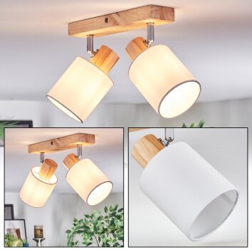 Fallhagen Lampa sufitowa, Spot sufitowy Chrom, Jasne drewno, 2-punktowe