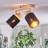 Fallhagen Lampa sufitowa, Spot sufitowy Chrom, Jasne drewno, 2-punktowe