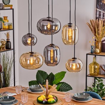 Apedo lampa wisząca, kula świetlna, lampa wisząca bursztynowy, przydymiony, 6-punktowe