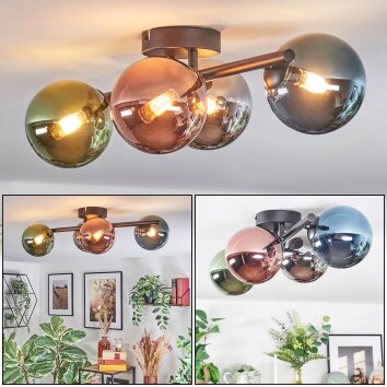 Chehalis lampa sufitowa, kula świetlna niebeieski, chrom, zielony, miedziany, przydymiony, 4-punktowe
