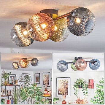 Chehalis Lampa sufitowa, Kula świetlna Niebeieski, Zielony, Przezroczysty, W kolorze miedzi, 4-punktowe