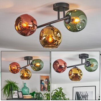 Ripoll lampa sufitowa, kula świetlna złoty, zielony, miedziany, 3-punktowe