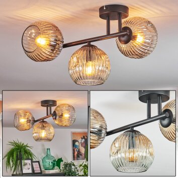 Ripoll Lampa sufitowa, Kula świetlna W kolorze bursztynu, Przezroczysty, 3-punktowe