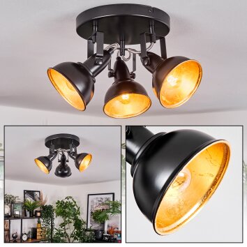 Toren Lampa sufitowa, Spot sufitowy Chrom, Czarny, 3-punktowe