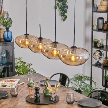 Mertola Lampa wisząca, Lampa wisząca W kolorze bursztynu, 4-punktowe