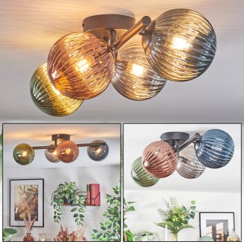 Chehalis Lampa sufitowa, Kula świetlna Niebeieski, Zielony, W kolorze miedzi, Przydymiony, 4-punktowe