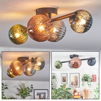 Chehalis lampa sufitowa, kula świetlna niebeieski, zielony, miedziany, przydymiony, 4-punktowe
