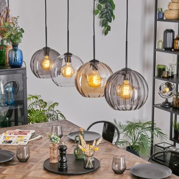 Koyoto Lampa wisząca, Kula świetlna, Lampa wisząca W kolorze bursztynu, Przezroczysty, Przydymiony, 4-punktowe