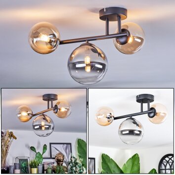 Chehalis Lampa sufitowa, Kula świetlna W kolorze bursztynu, Przezroczysty, Przydymiony, 3-punktowe