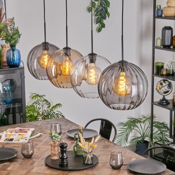 Koyoto lampa wisząca, kula świetlna, lampa wisząca bursztynowy, przezroczysty, przydymiony, 4-punktowe