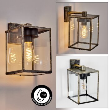 Gramilla Zewnętrzny kinkiet, Lampa ścienna Złoty, Czarny, 1-punktowy