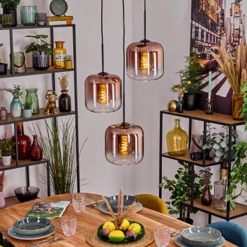 Lauden Lampa wisząca, Lampa wisząca Przezroczysty, W kolorze miedzi, 3-punktowe