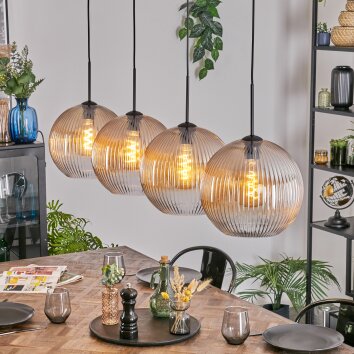 Koyoto Lampa wisząca, Kula świetlna, Lampa wisząca W kolorze bursztynu, Przezroczysty, 4-punktowe