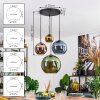 Koyoto lampa wisząca, kula świetlna, lampa wisząca niebeieski, złoty, zielony, miedziany, 4-punktowe
