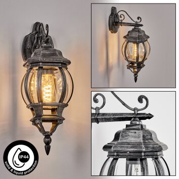 Lentua zewnętrzny kinkiet, kinkiet czarny, srebrny, 1-punktowy