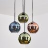 Koyoto lampa wisząca, kula świetlna, lampa wisząca niebeieski, zielony, miedziany, 4-punktowe