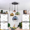 Koyoto lampa wisząca, kula świetlna, lampa wisząca niebeieski, złoty, zielony, przezroczysty, miedziany, 4-punktowe