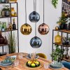 Koyoto lampa wisząca, kula świetlna, lampa wisząca niebeieski, złoty, miedziany, 4-punktowe