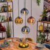 Koyoto lampa wisząca, kula świetlna, lampa wisząca niebeieski, złoty, przezroczysty, miedziany, 4-punktowe