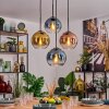 Koyoto lampa wisząca, kula świetlna, lampa wisząca niebeieski, złoty, przezroczysty, miedziany, 4-punktowe