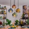 Koyoto lampa wisząca, kula świetlna, lampa wisząca niebeieski, złoty, zielony, przezroczysty, miedziany, 4-punktowe