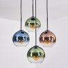 Koyoto lampa wisząca, kula świetlna, lampa wisząca niebeieski, zielony, przezroczysty, miedziany, 4-punktowe