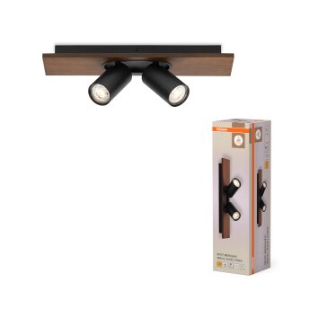 Oświetlenie Osram Spot Lampa sufitowa LED Wygląd drewna, Czarny, 2-punktowe