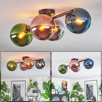 Gastor lampa sufitowa, kula świetlna niebeieski, chrom, zielony, miedziany, przydymiony, 4-punktowe