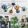 Koyoto lampa sufitowa, kula świetlna 77.5 cm niebeieski, złoty, zielony, 6-punktowe