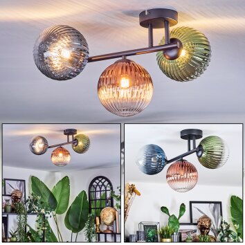 Chehalis lampa sufitowa, kula świetlna niebeieski, zielony, przezroczysty, miedziany, 3-punktowe