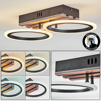 Galen Lampa sufitowa LED Wygląd drewna, Czarny, 1-punktowy