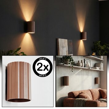 Fonir lampa up & down, kinkiet brązowy, 1-punktowy