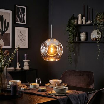 Ripoll lampa wisząca, kula świetlna, lampa wisząca chrom, przydymiony, 1-punktowy