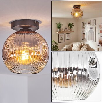 Ripoll lampa sufitowa, kula świetlna chrom, przezroczysty, przydymiony, 1-punktowy