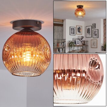 Ripoll lampa sufitowa, kula świetlna przezroczysty, miedziany, 1-punktowy