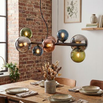Chehalis lampa wisząca, kula świetlna, lampa wisząca niebeieski, chrom, zielony, miedziany, przydymiony, 8-punktowe