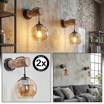 Koyoto Kula świetlna, Lampa ścienna Ecru, Czarny, 1-punktowy