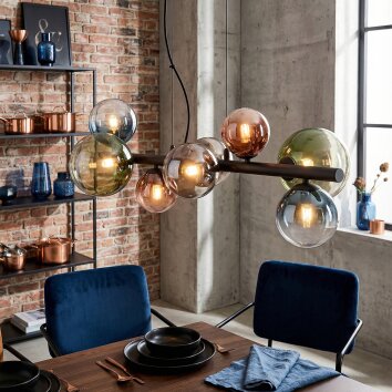 Chehalis lampa wisząca, kula świetlna, lampa wisząca niebeieski, chrom, zielony, przezroczysty, miedziany, przydymiony, 8-punktowe