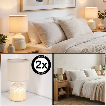 Mirvel Lampa stołowa W kolorze kremowym, Biały, 1-punktowy