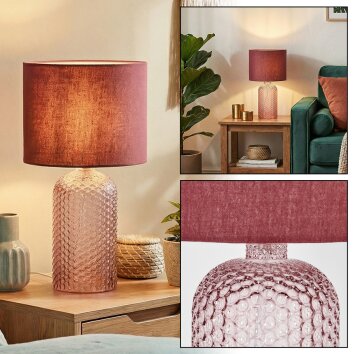 Fonil Lampa stołowa Różowy, Przezroczysty, 1-punktowy