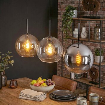 Koyoto lampa wisząca, kula świetlna, lampa wisząca bursztynowy, przezroczysty, przydymiony, 3-punktowe