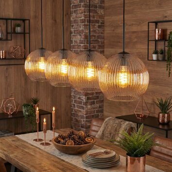 Koyoto lampa wisząca, kula świetlna, lampa wisząca bursztynowy, przezroczysty, 4-punktowe