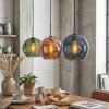 Koyoto lampa wisząca, kula świetlna, lampa wisząca niebeieski, zielony, miedziany, 3-punktowe