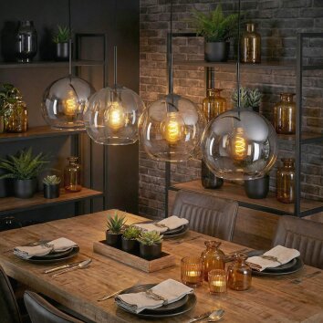 Koyoto lampa wisząca, kula świetlna, lampa wisząca bursztynowy, przezroczysty, przydymiony, 4-punktowe